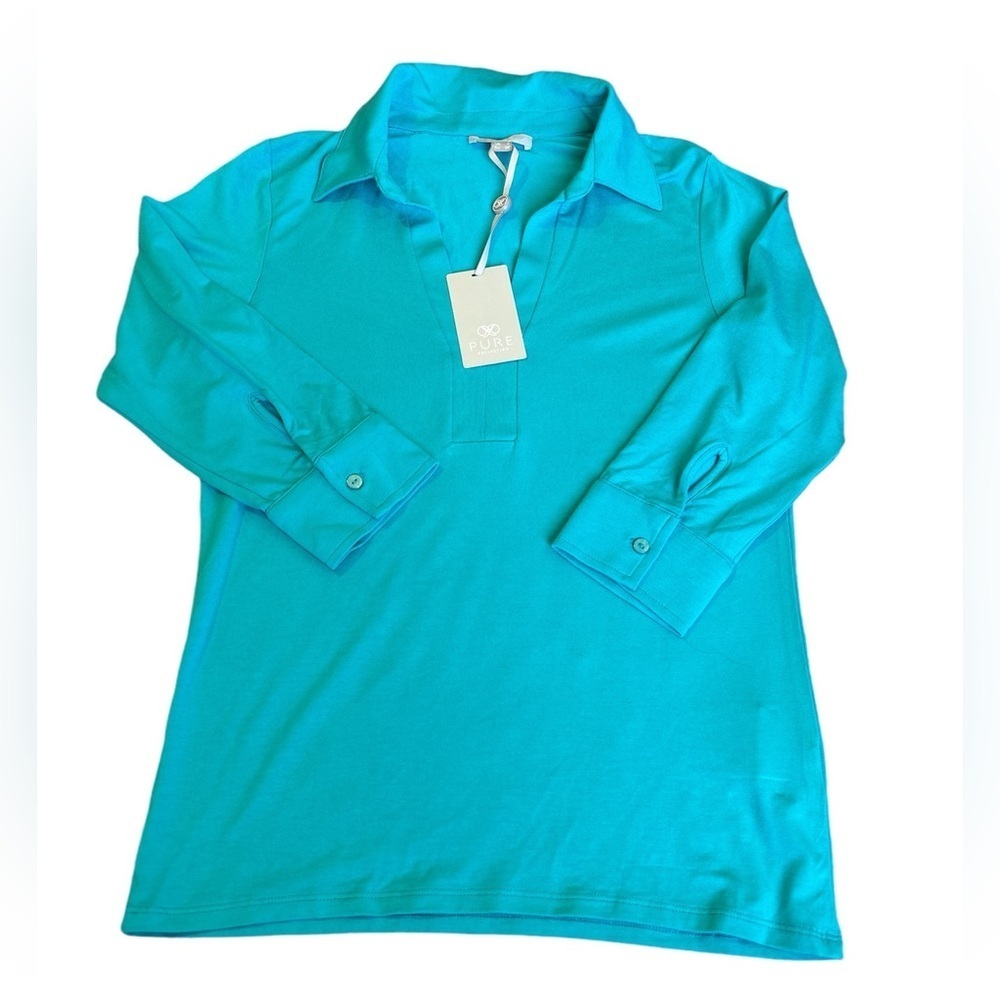 NWT Pure Collection Collared Jersey Top 3/4 sleeve‎ Size 2